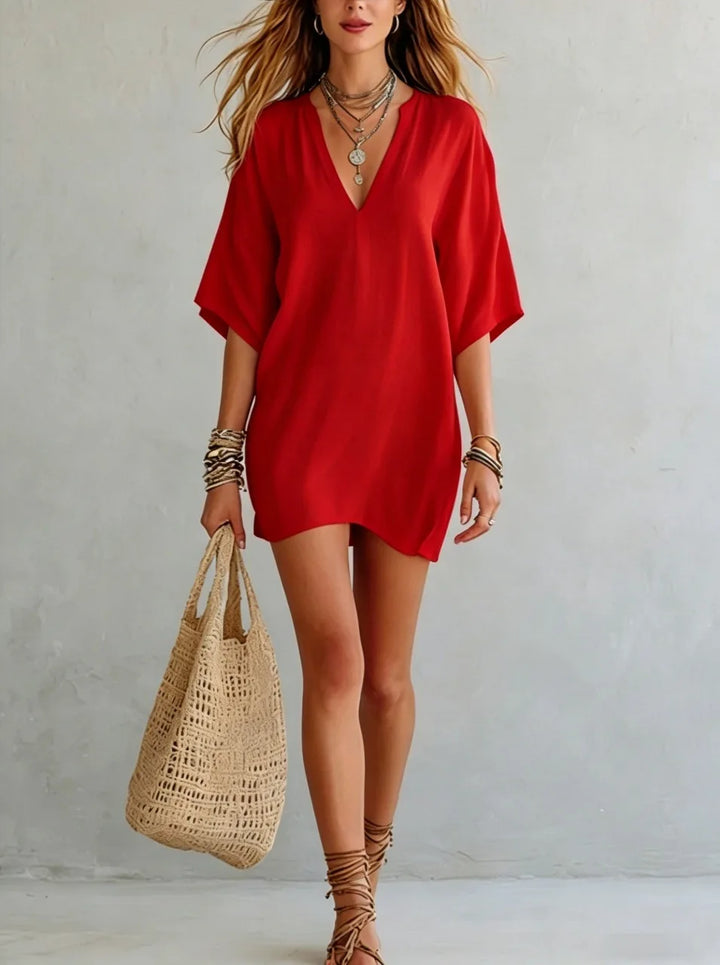 Bea V Neck Tunic Mini Dress