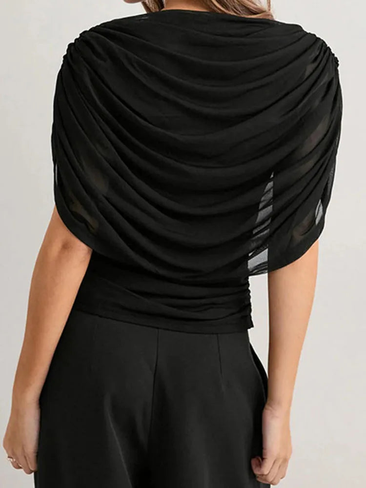 Victoria Draped Mesh Blouse