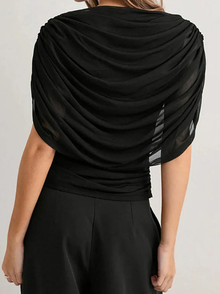 Victoria Draped Mesh Blouse