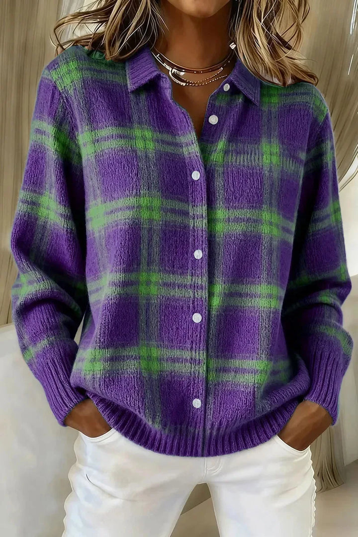 Maren Plaid Knit Cardigan