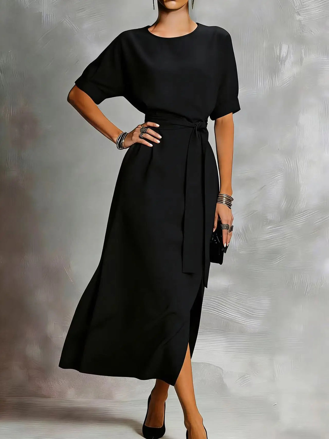 Laurel Casual Front Tie Everyday Midi Dress