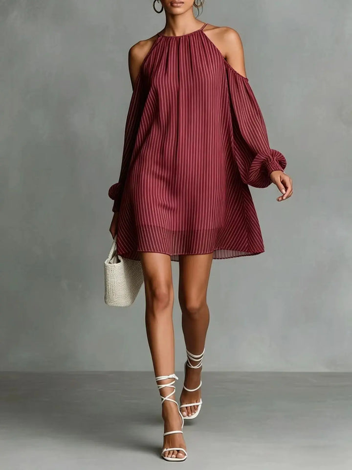 Connie Off Shoulder Chiffon Mini Dress