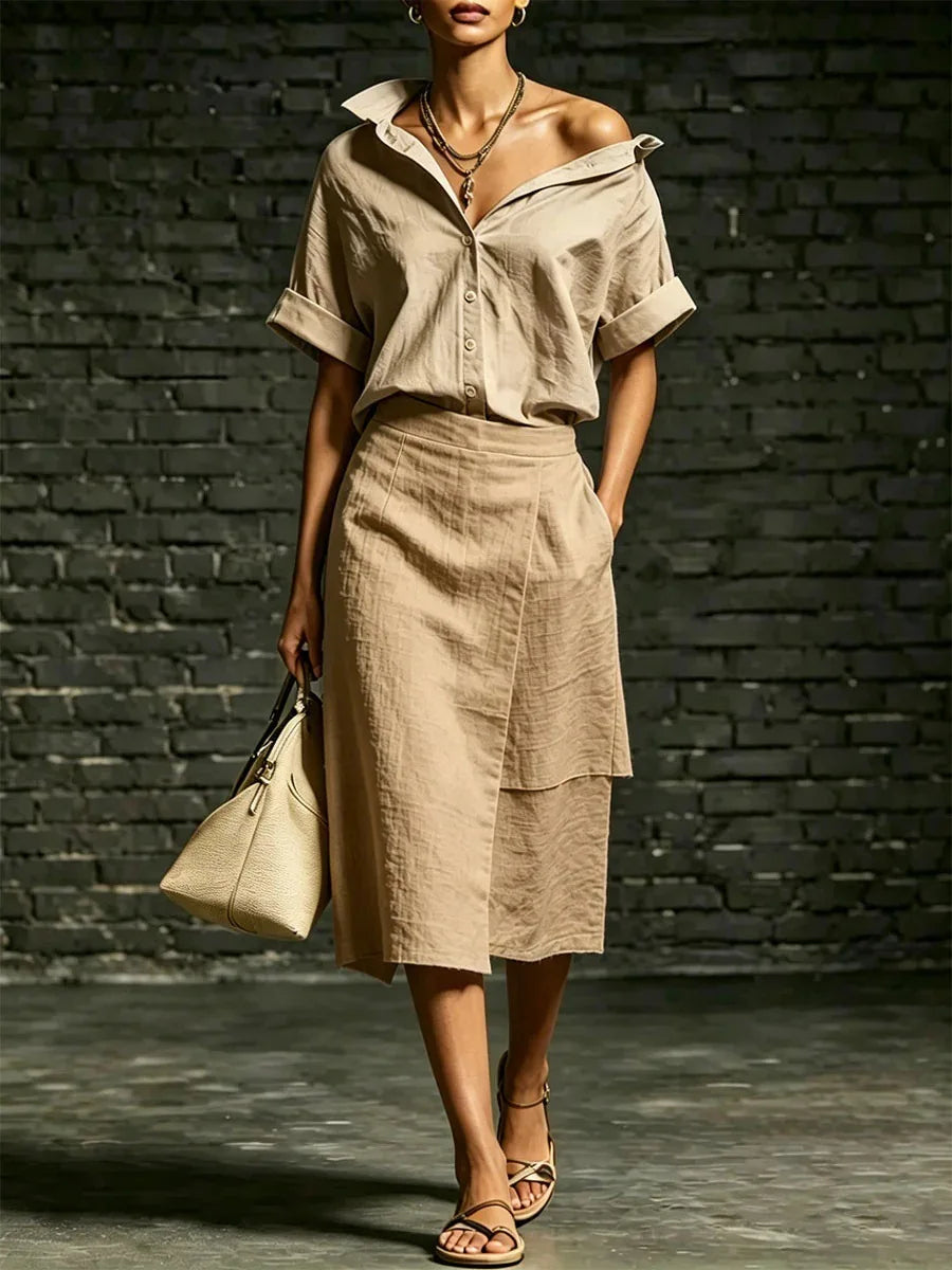 Trinity Casual Short Sleeve Skirt Set
