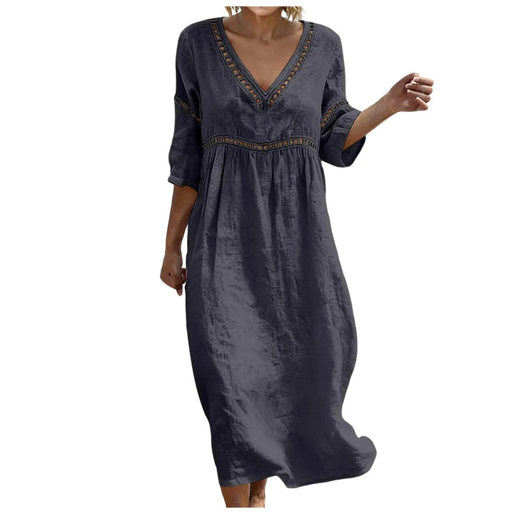 Avery Embellished V Neck Boho Maxi Dress
