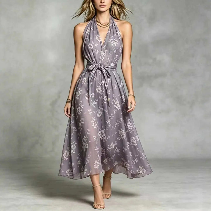 Marigold Bohemian Floral Print Wedding Guest Dress