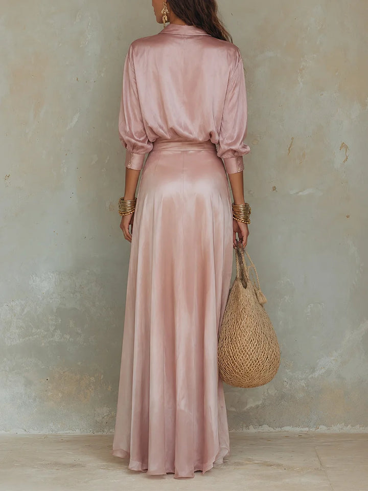 Valentina Elegant Satin Skirt Set
