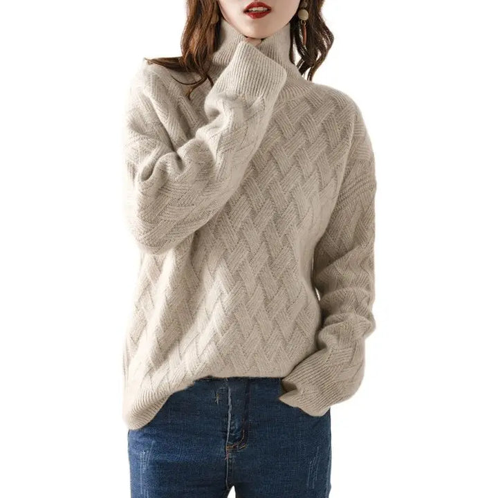 Clara Basketweave Turtleneck Sweater