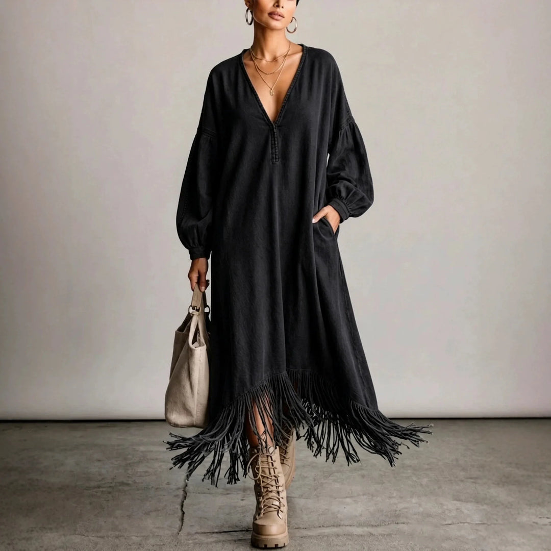 Marlowe V-Neck Fringe Dress
