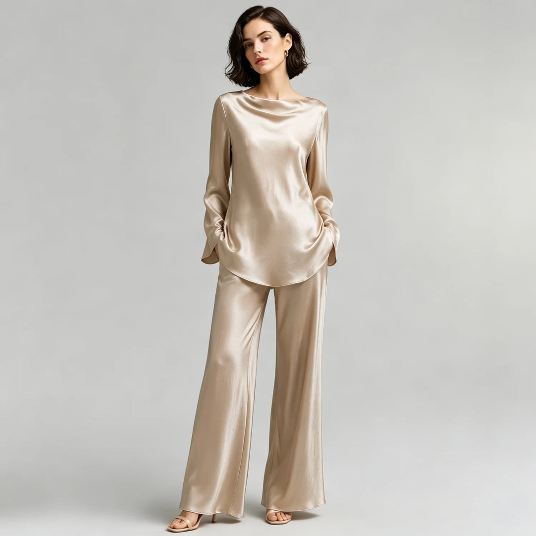 Elodie Satin Wide-Leg Set