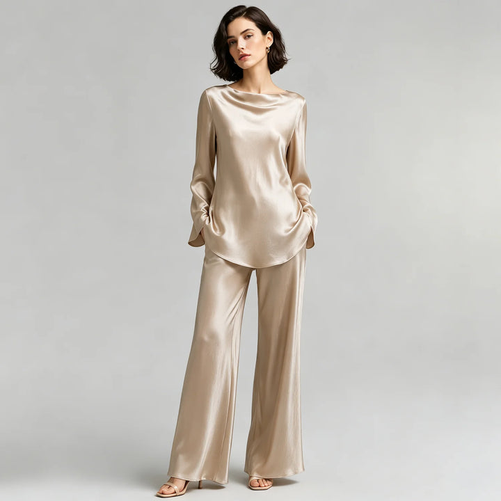 Elodie Satin Wide-Leg Set