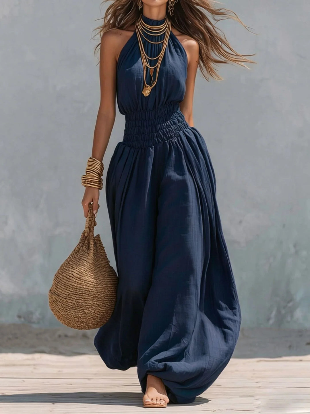 Georgia Breezy Sleeveless Halter Harem Jumpsuit