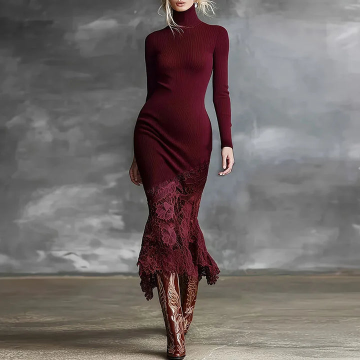 Vivienne Ribbed Turtleneck Dress
