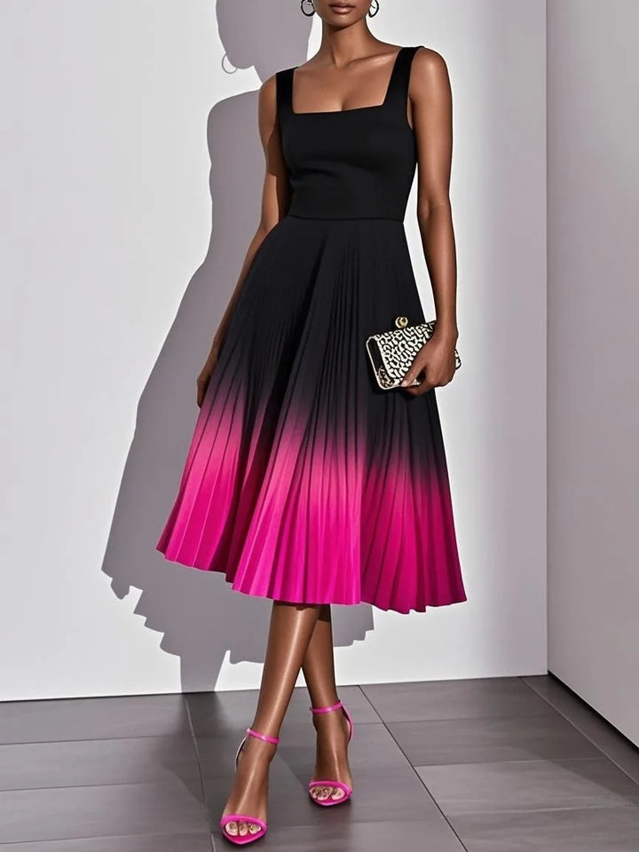 Cressina Pleated Ombre Party Midi Dress