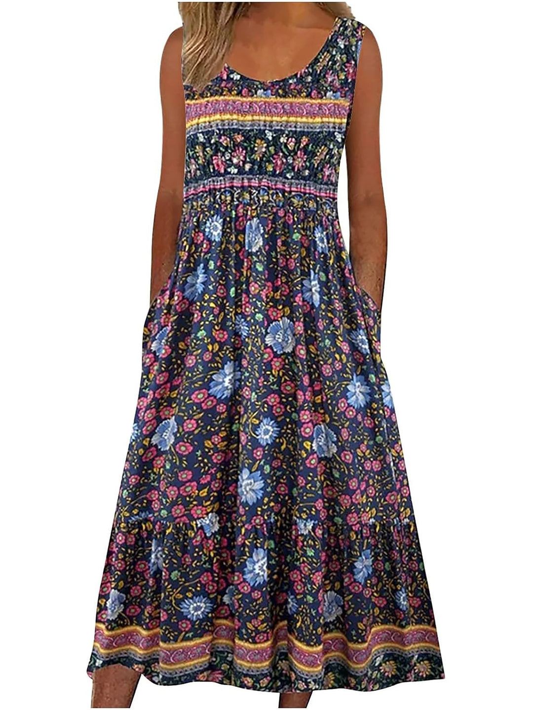 Eliane Boho Floral Midi Dress