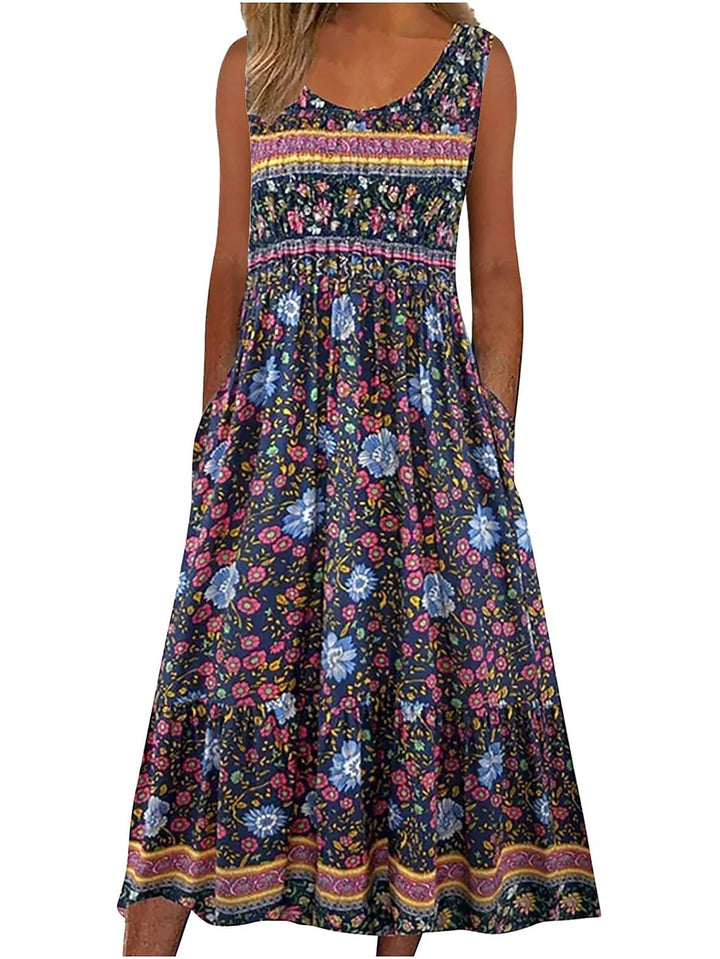Eliane Boho Floral Midi Dress