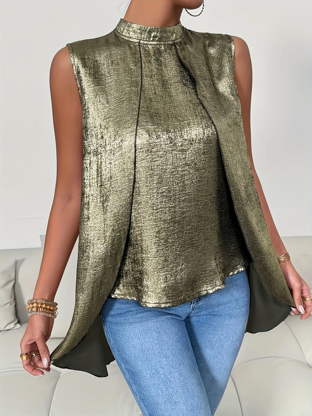 Celestine Metallic Sleeveless Blouse