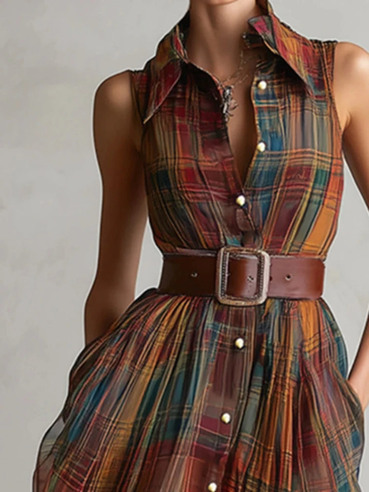 Evangeline Plaid Bohemian Maxi Dress