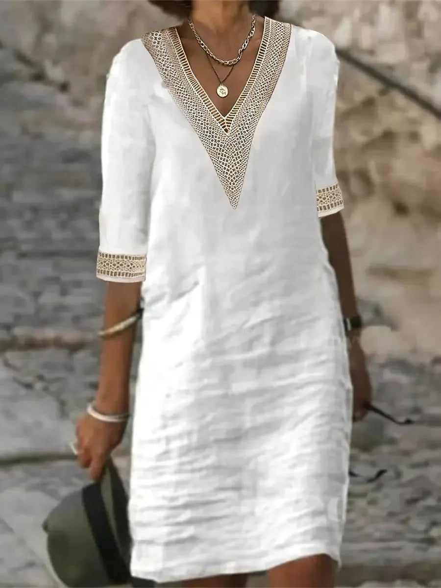 Katie V Neck Casual Mini Dress