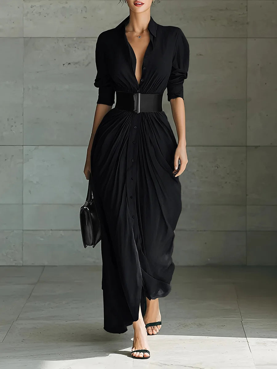 Jasmine Flowy Long Shirt Dress