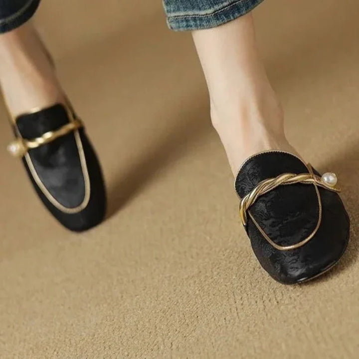 Beverly Floral Embossed Square Toe Sandals