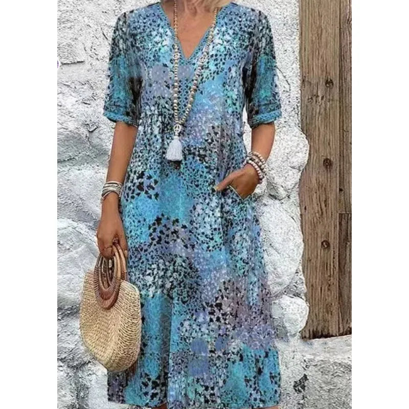 Delaney Boho Printed Midi Dress