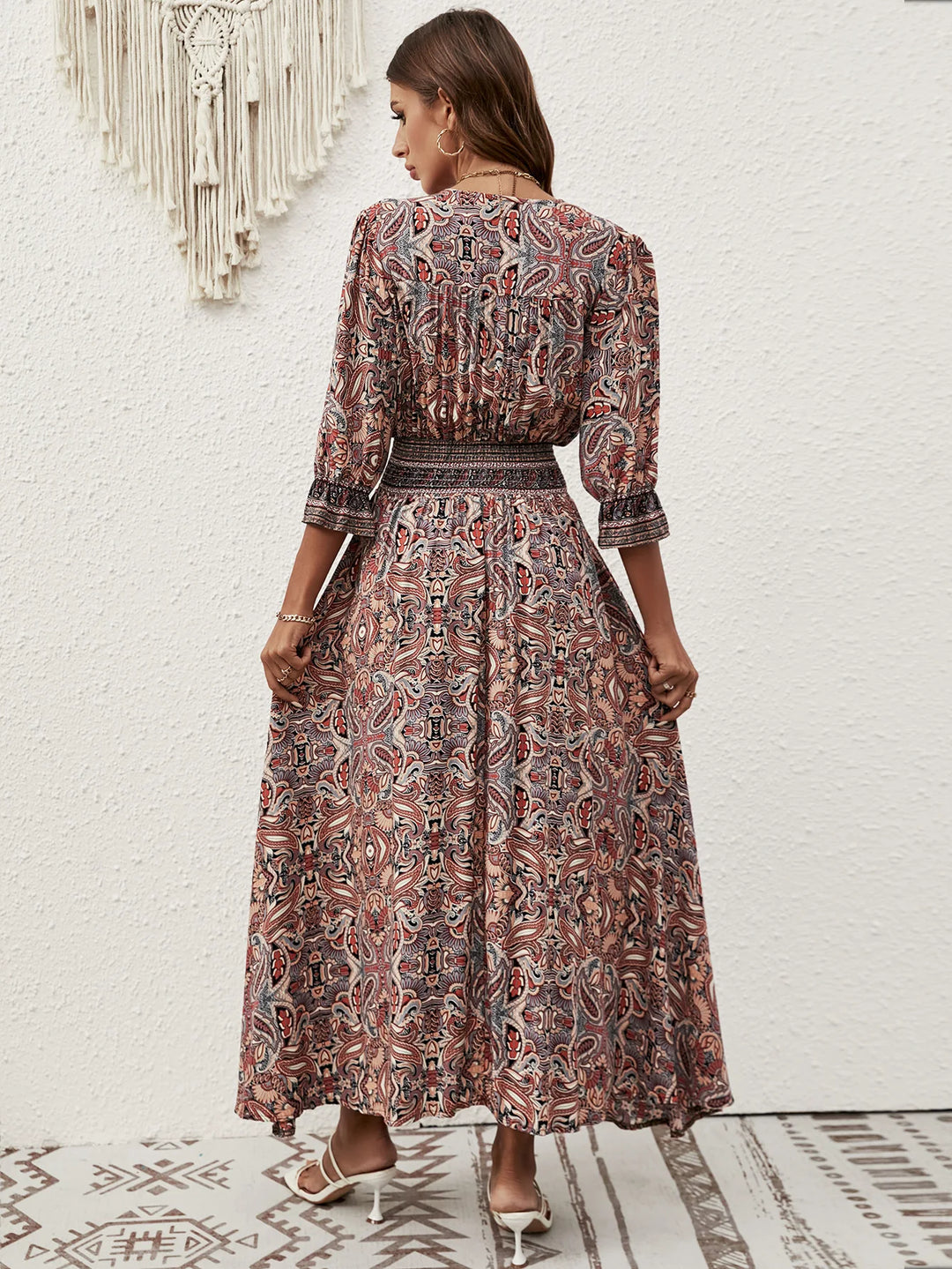 Seraphina Bohemian Tie Waist Maxi Dress