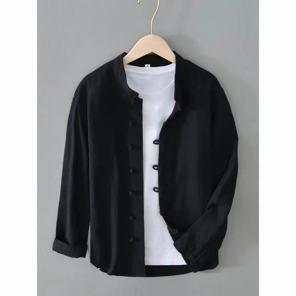 Ashton Henley Long Sleeve Linen Shirt