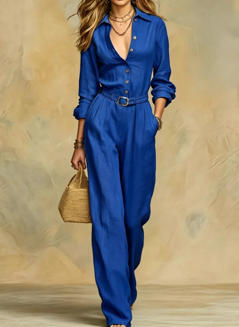 Emilia Belted Button Jumpsuit