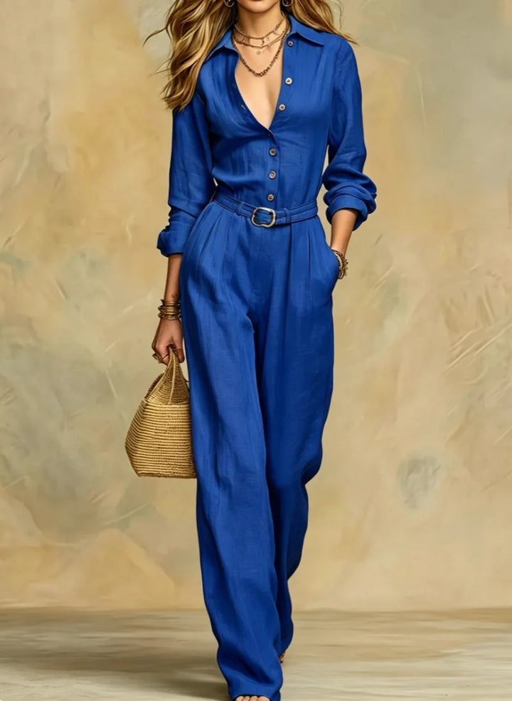 Emilia Belted Button Jumpsuit