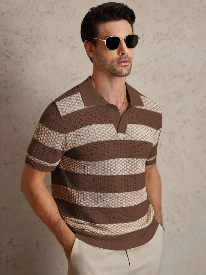Brooks Striped Knit Polo Shirt