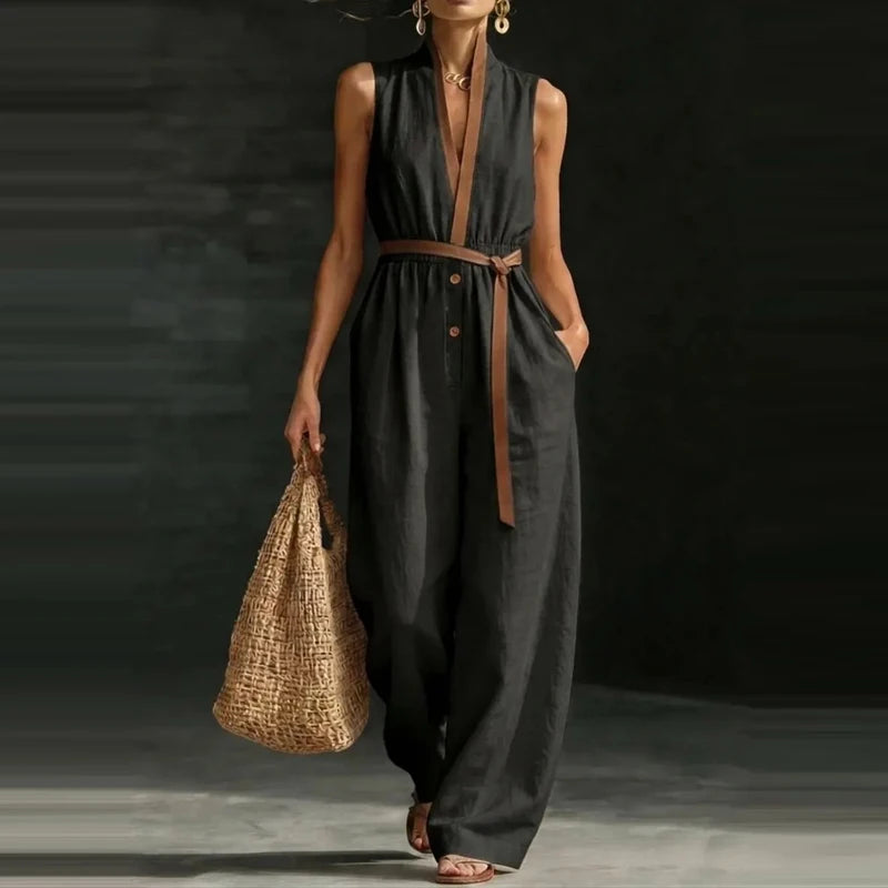 Celia V Neck Wide Leg Jumpsuit