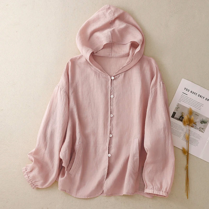 Aurelia Hooded Linen Cardigan