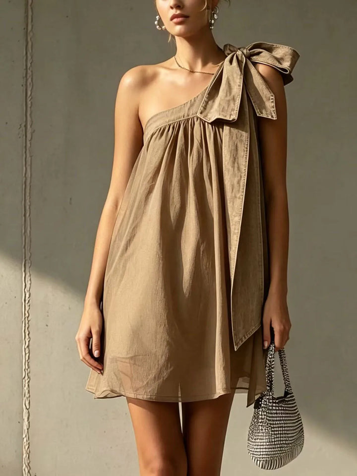 Sienna Bow Detail One Shoulder Mini Dress