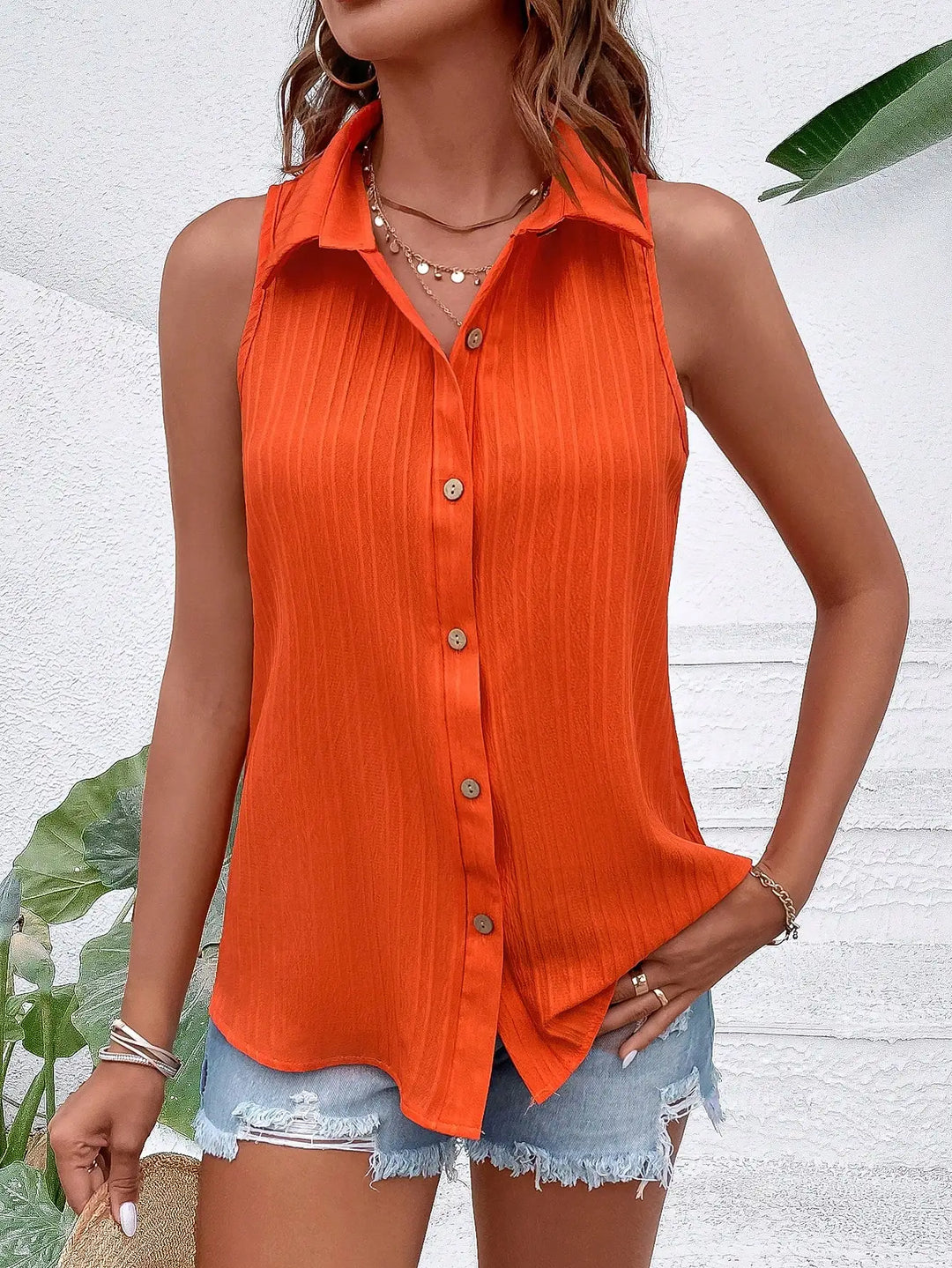 Brenna Sleeveless Button Blouse