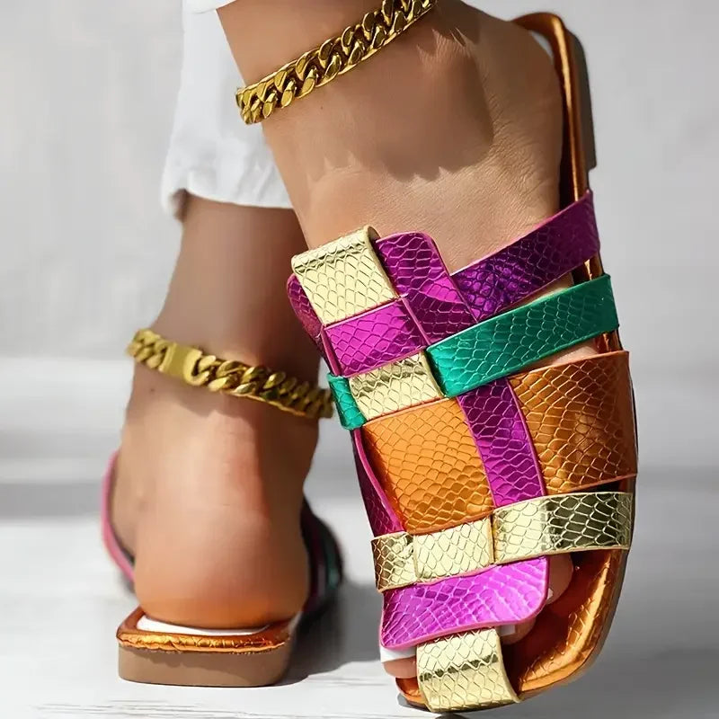 Zaria Woven Mosaic Flat Sandals