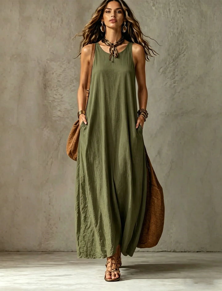 Isolde Pocket Linen Maxi Dress