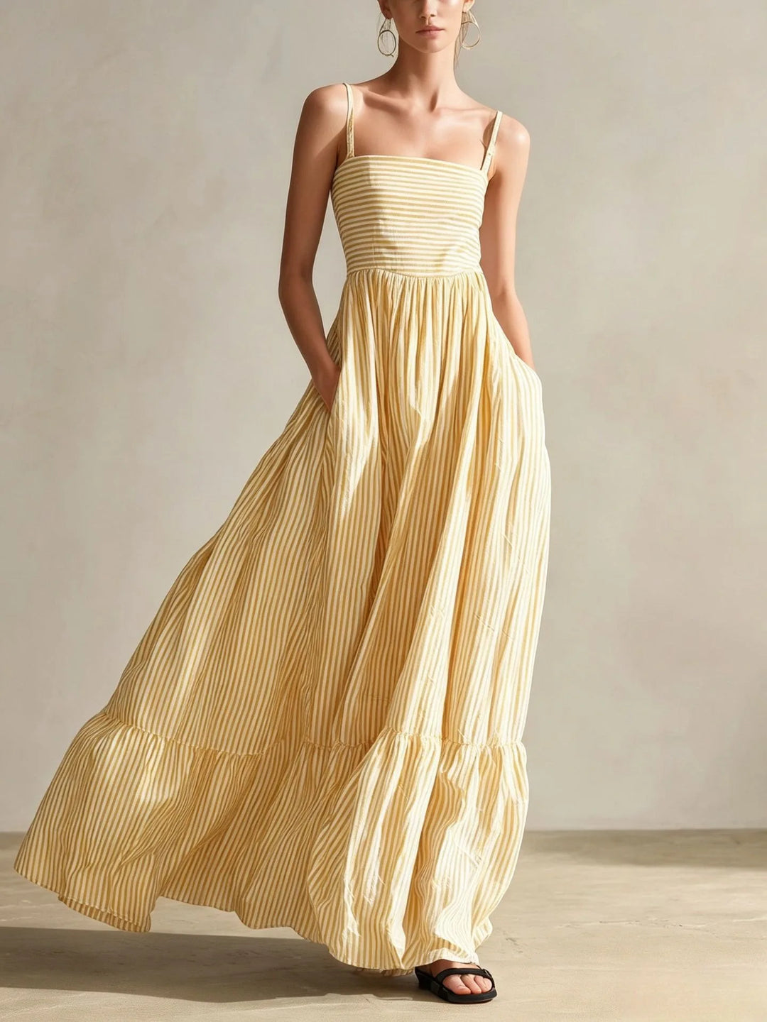 Cassidy Striped Tiered Maxi Dress