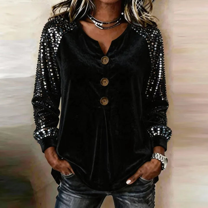 Keira Velvet Sequin Sleeve Blouse