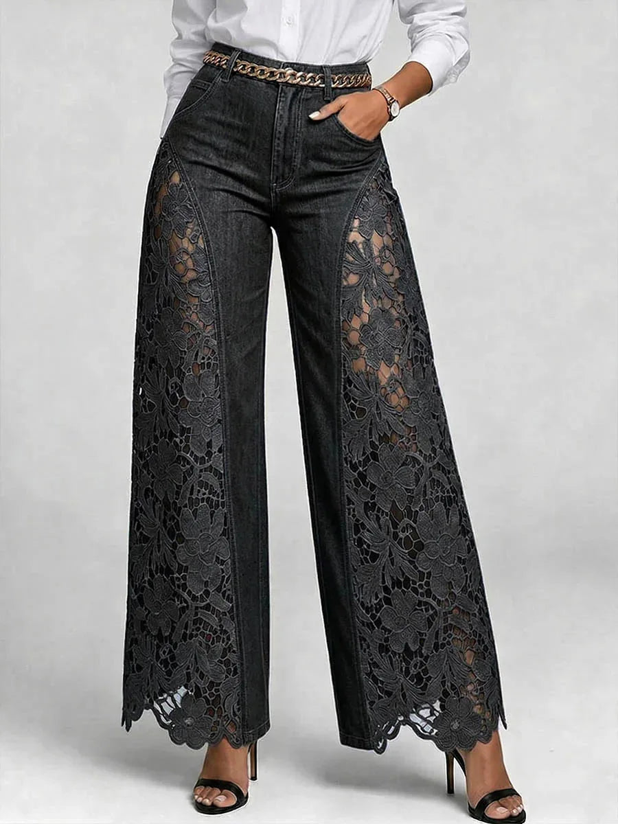 Noelle Floral Lace Wide Leg Pants