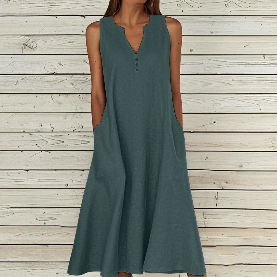 Kailey Effortless V Neck Midi Dress