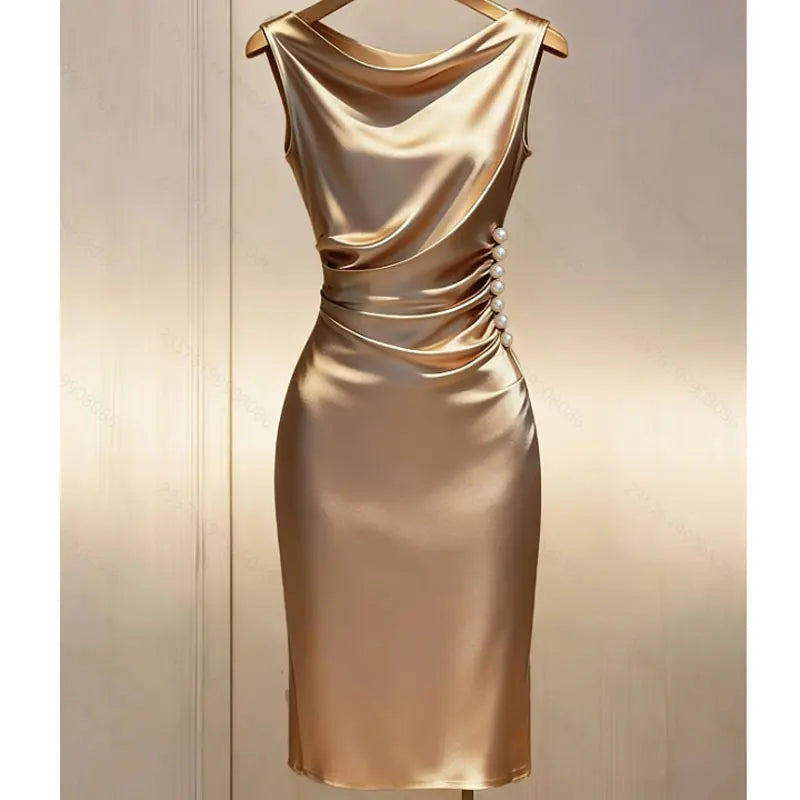 Colette Draped Satin Midi Dress