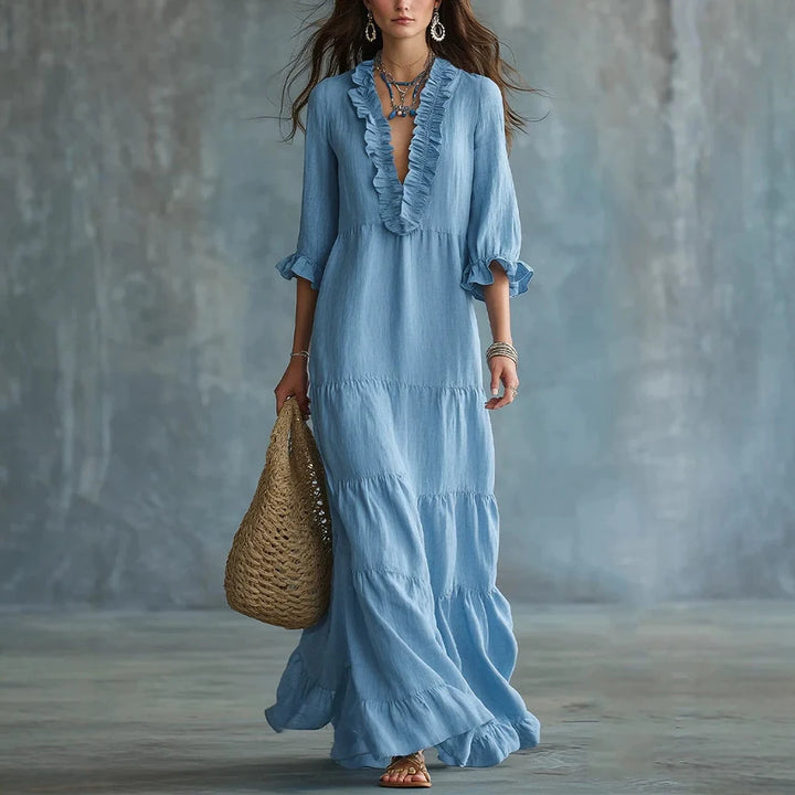 Elara Elegant Ruffle Maxi Dress