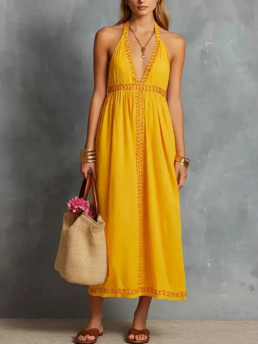 Emma Sleeveless V Neck Maxi Dress