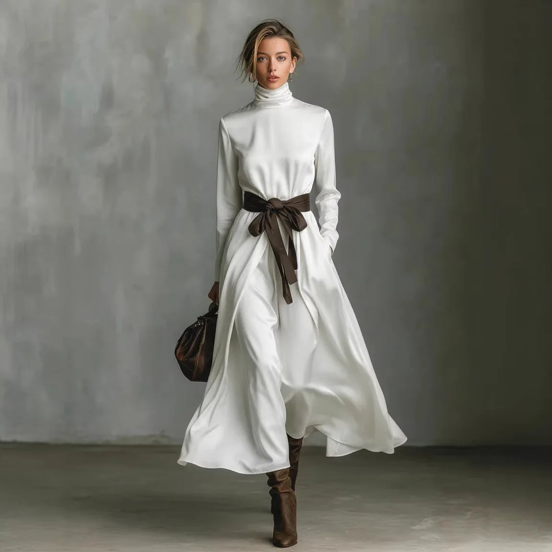 Beatrix Elegant Stylish Tie Waist Long Dress