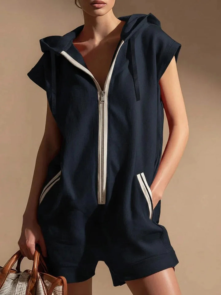 Zoe Hooded Zip Front Romper