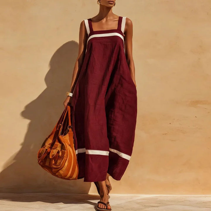 Cherry Color Block Maxi Dress