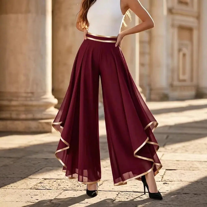 Thalia Flowing Chiffon Ruffled Palazzo Pants