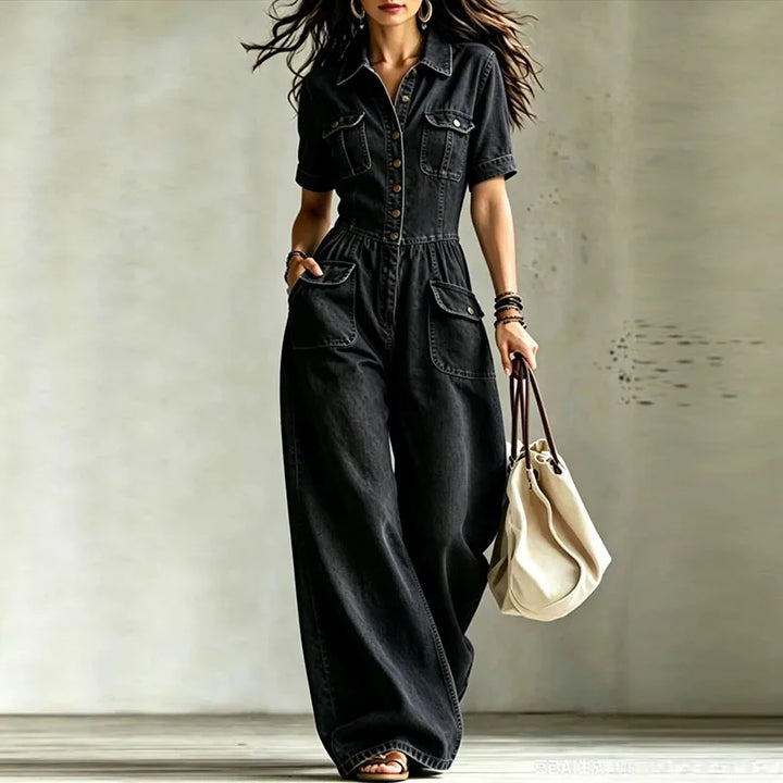 Delphine Denim Wide Leg Jumpsuit