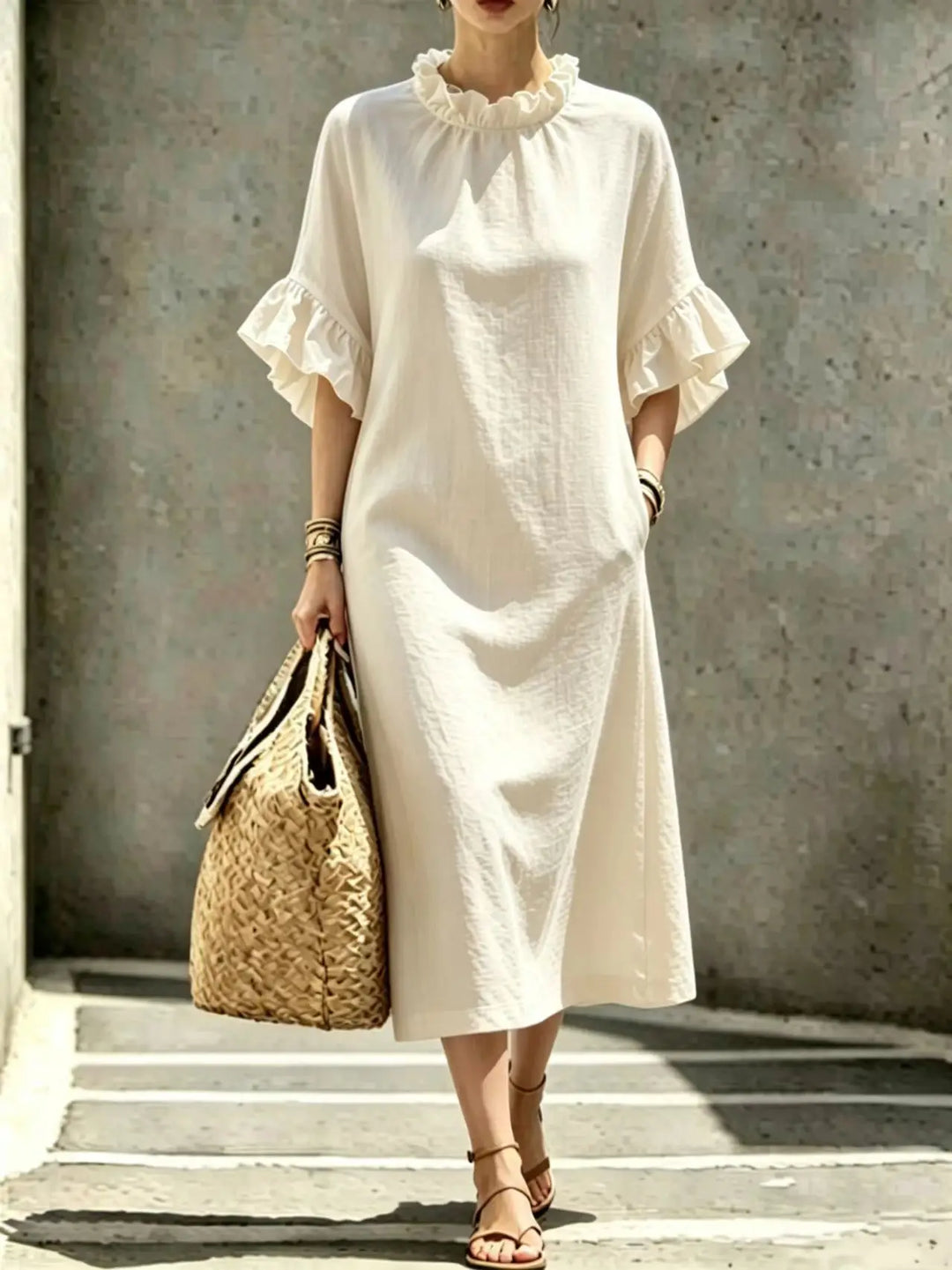 Rosalie Ruffle Sleeve Midi Dress