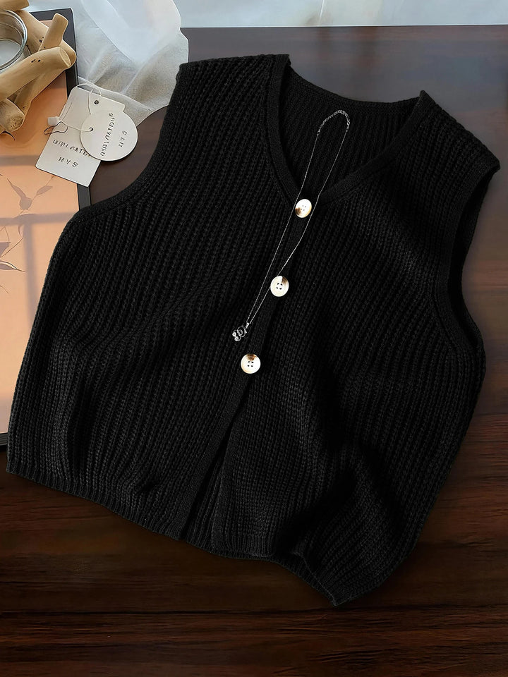 Elma Sleeveless V Neck Cardigan